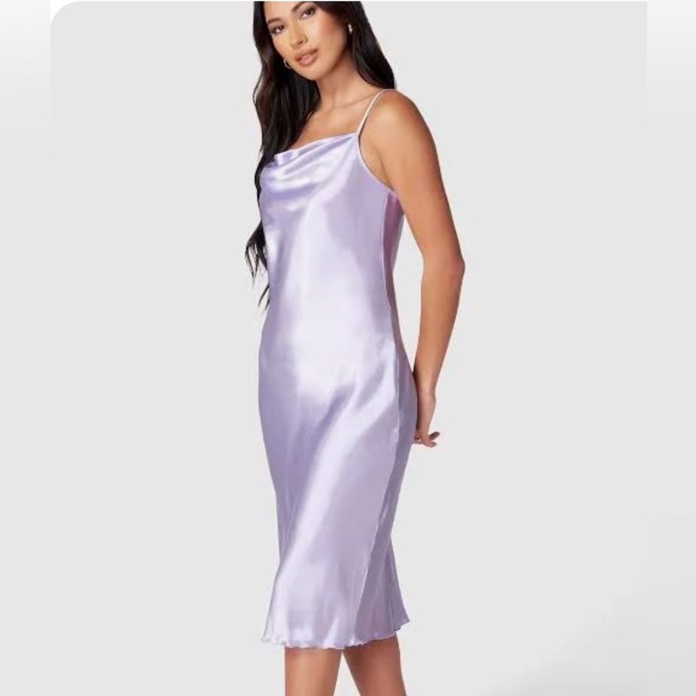 Sincerely Jules Lavender Satin Midi Slip Dress